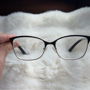 Marie Claire Satin Black & Gold Rectangular Eyeglasses Frames | 54-16-140